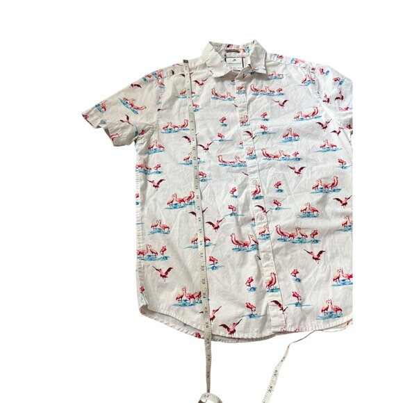Denim & Flower Ricky Singh Slim Fit Mens Button Down Pink Flamingo Shirt Size Me - Picture 9 of 14